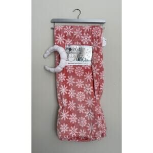 Plush Pink Snowflake 50x60 Throw Blanket and Headband Set NEW